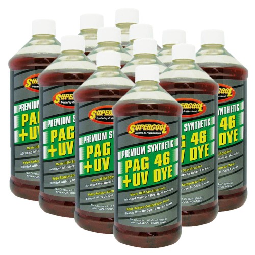Olej PAG 46 z barwnikiem UV Supercool do autoklimatyzacji 12 szt.